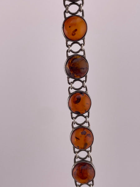 sterling silver 7-1/4" amber link bracelet