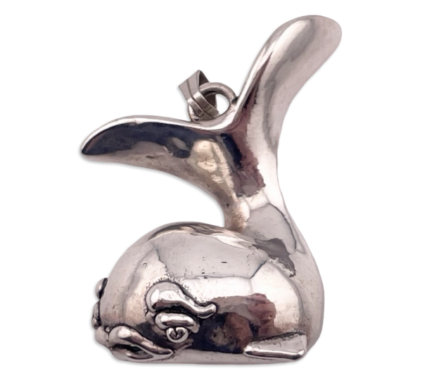 sterling silver puffy whale pendant