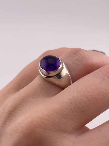 size 6.5 sterling silver chunky heavy amethyst ring