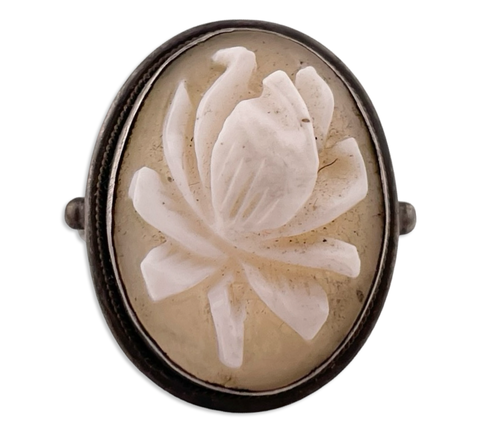 size 5.75 800 silver flower cameo ring