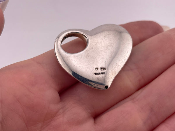 sterling silver puffy heart stoneless pendant