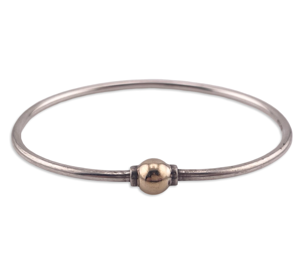 sterling silver 6-7/8" Cape Cod style 14k gold bangle bracelet
