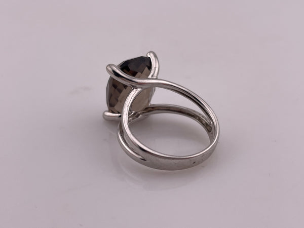 size 8.25 sterling silver faceted smokey quartz ring