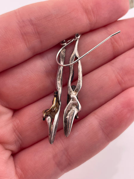 sterling silver gold wash woman hook dangle earrings ***AS IS***