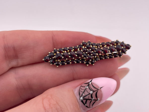 900 silver gold wash Bohemian garnet brooch pin