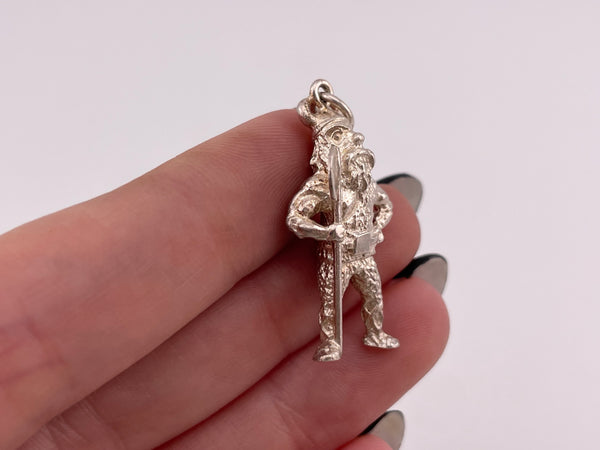 sterling silver solid heavy viking person pendant