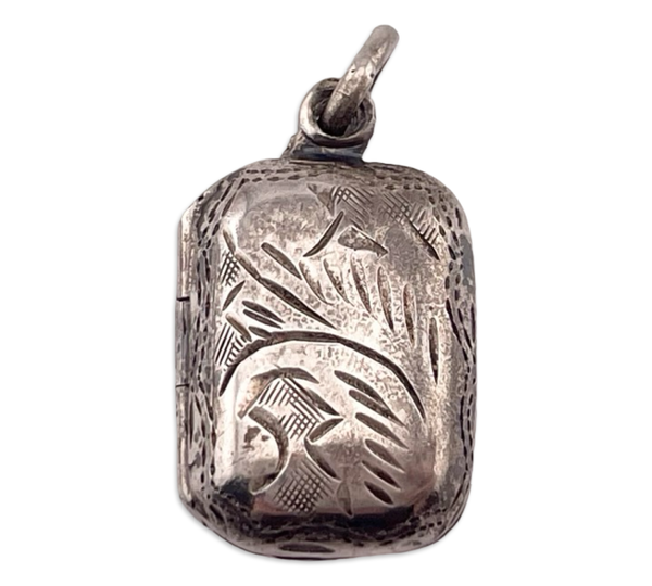 sterling silver etched rectangle locket pendant