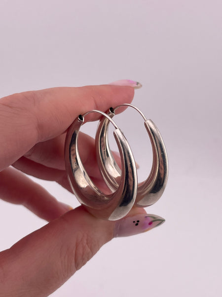 sterling silver 1 3/8" smooth hoop earrings