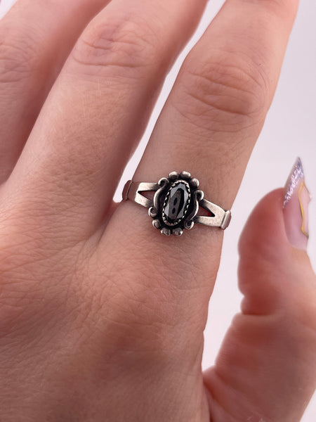 size 9 sterling silver faceted hematite ring
