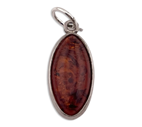 sterling silver synthetic amber marquise shape pendant