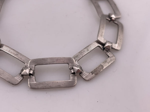 sterling silver 7" lined rectangle link bracelet
