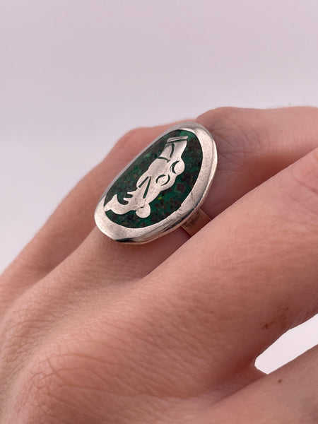 size 6.5 sterling silver serpent crushed stone adjustable ring