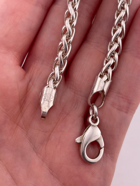 sterling silver 7 3/8" wheat chain link bracelet