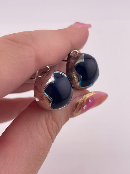 sterling silver chunky blue resin star dome post earrings