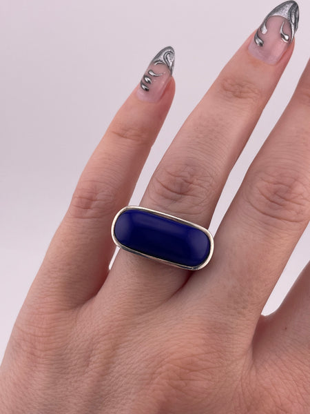 size 7.25 sterling silver faux blue stone heart design ring