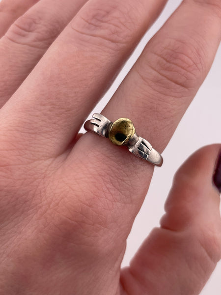 size 7.5 sterling silver & brass ring
