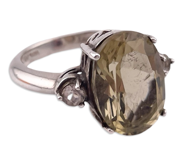 size 7.25 sterling silver faceted citrine topaz ring