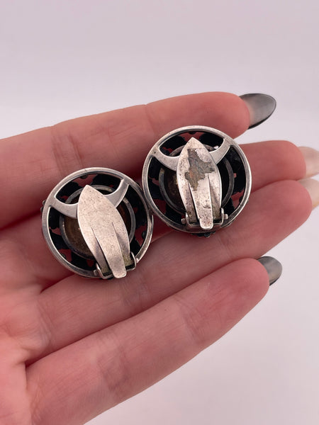 sterling silver Neils Erik From stoneless flower clip on earrings