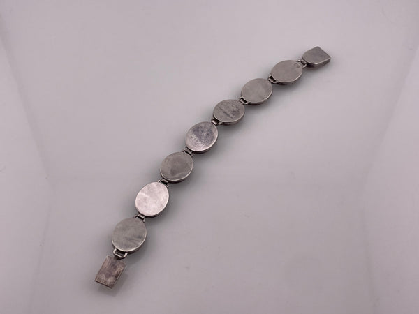 sterling silver 7" mosaic opal link bracelet