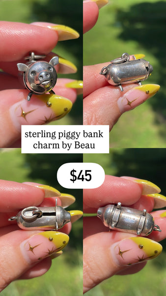 RESERVED PRIVATE LISTING -- sterling silver piggy bank charm C11