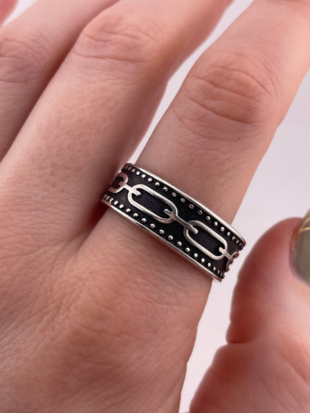 size 12.5 sterling silver chain style band ring