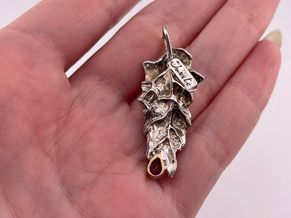 sterling silver gold wash Juvite amethyst leaf pendant