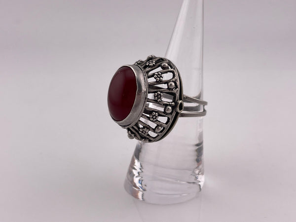 size 8 adjustable sterling silver carnelian ring