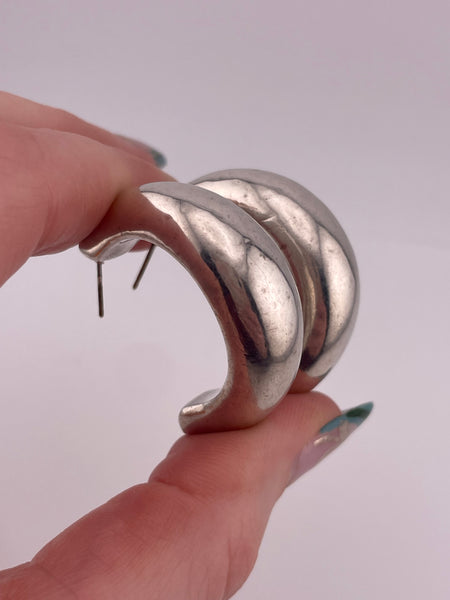 sterling silver electroform partial hoop post earrings *non-sterling posts*