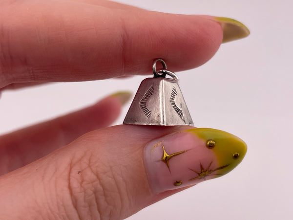 sterling silver stamped bell pendant