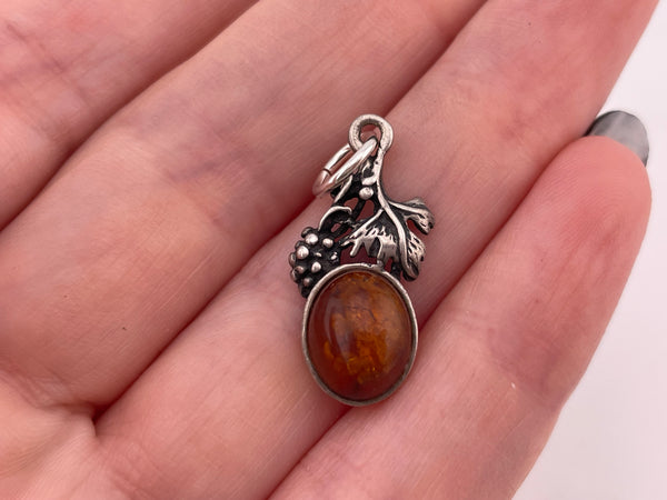 sterling silver small composite amber pendant