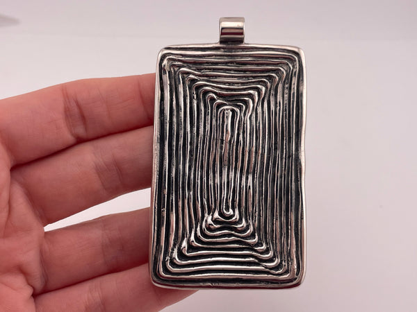 sterling silver 2-7/8" large abstract spiral pendant