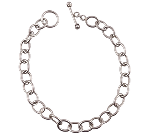 sterling silver 7" circle chain link toggle clasp bracelet
