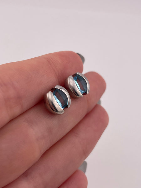 sterling silver faceted topaz post earrings