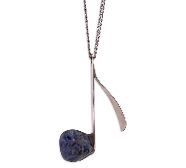 sterling silver 17-1/2" sodalite eighth music note necklace