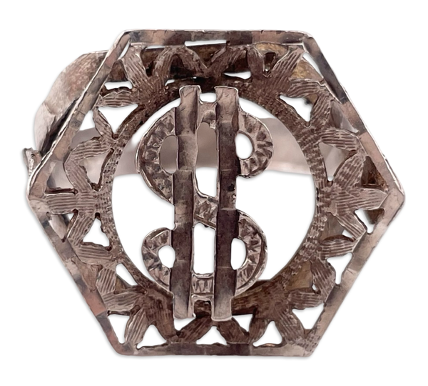 size 12 sterling silver dollar sign ring ***AS IS***