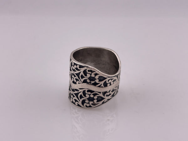 size 6.75 sterling silver Silpada wide band flower sheath ring