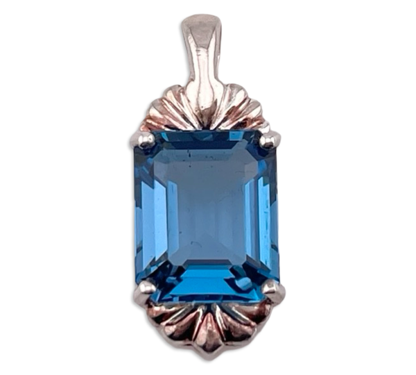 sterling silver faceted blue glass pendant