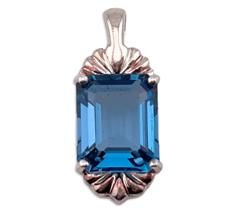 sterling silver faceted blue glass pendant