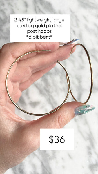 RESERVED PRIVATE LISTING -- sterling silver gold plated hoop earrings A18