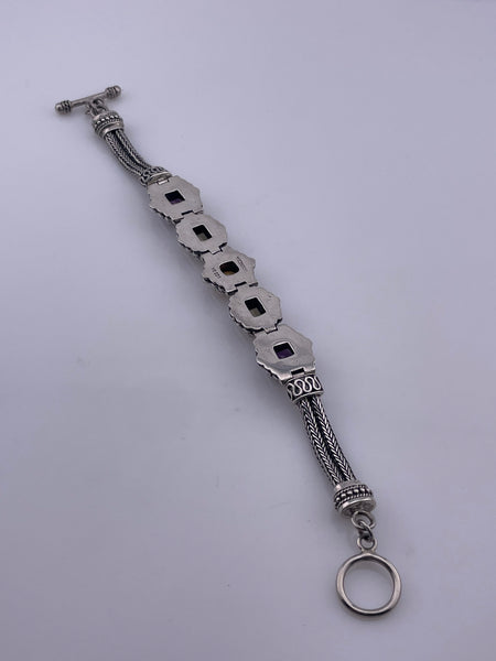 sterling silver 8 1/4" Suarti multi-gemstone link bracelet