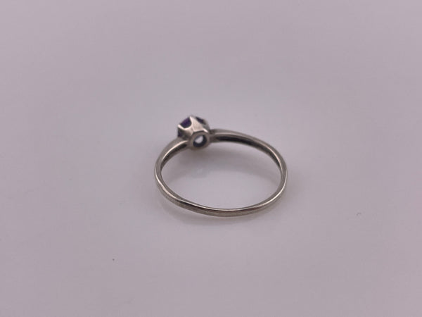 size 7.25 sterling silver faceted lab sapphire ring
