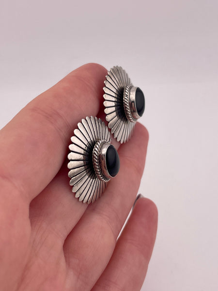 sterling silver Artie Yellowhorse onyx post earrings