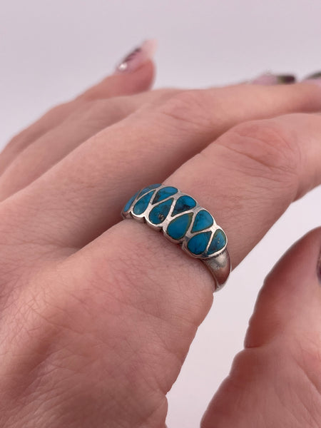 size 8 sterling silver stabilized turquoise ring