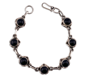 sterling silver 7 1/2" onyx link bracelet
