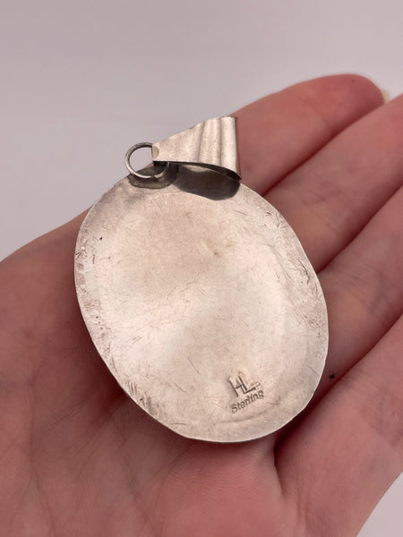 sterling silver 2-1/2" agate pendant