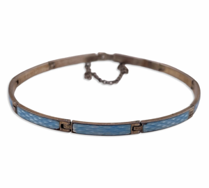 sterling silver 7" blue enamel panel link bracelet