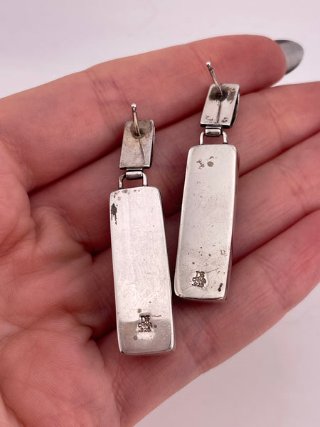 sterling silver agate post dangle earrings