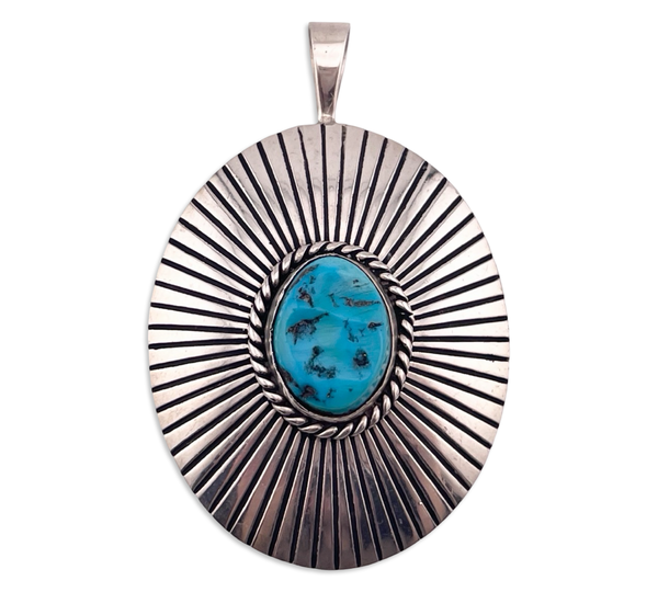 sterling silver Tommy Singer 3-1/4" turquoise pendant