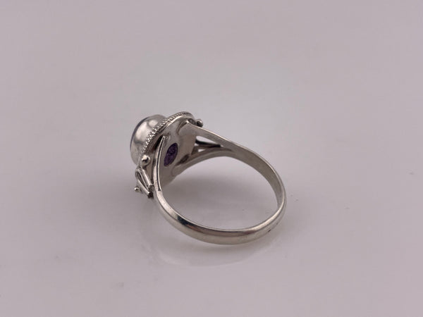 size 8.75 sterling silver amethyst rope bezel ring