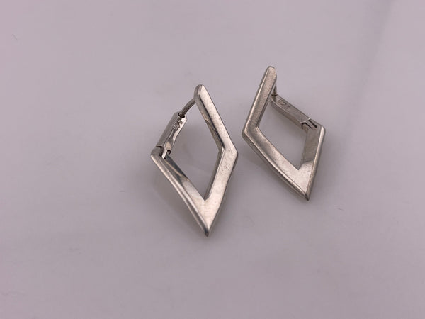 sterling silver stoneless marquee shaped hinge post earrings **AS IS**